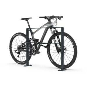 Zwart fietsnietje van verzinkt staal met mountainbike