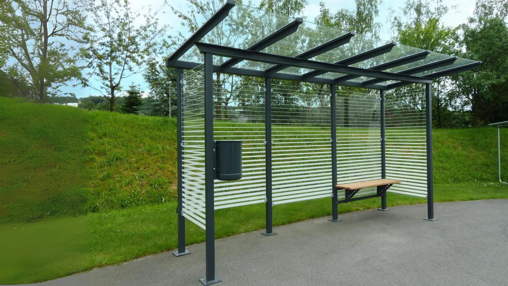 Rookruimte voor buiten van 3 meter met bankje en afvalbak in RAL 7016