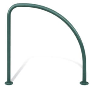 Design fietsnietje van staal met gebogen vorm, uitgevoerd in donkergroene RAL-kleur, geschikt voor veilige fietsenstalling.