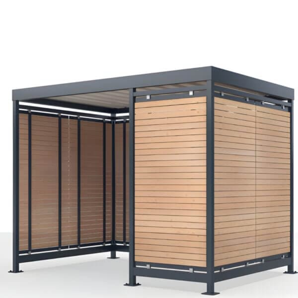 Rookabri met houten panelen kopen voor bedrijven en instellingen Rookabri voorzien van houten panelen voor een duurzame uitstraling