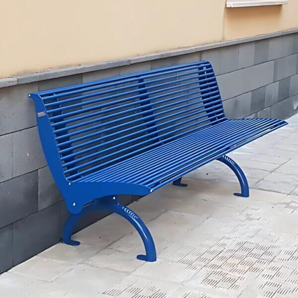 Stalen parkbank Best Stalen parkbank met rugleuning in kleur blauw.