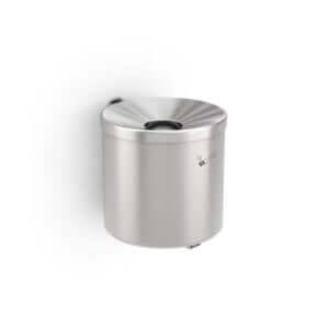 Roestvrijstalen wandasbak met een modern design en geïntegreerde afvoeropening voor sigarettenpeuken.