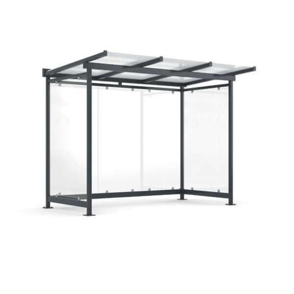 Overkapping welke in te zetten is als fietsenstalling, betaalautomaat overkapping en rookoverkapping.