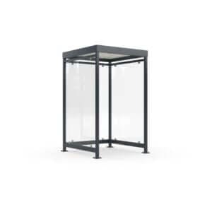 Compact wachthuisje of betaalautomaat overkapping van staal en glas