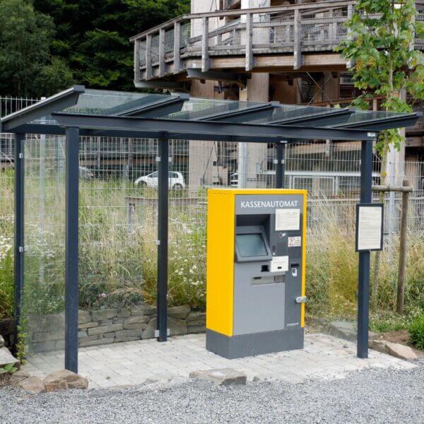 betaalautomaat-overkapping-online-bestellen Betaalautomaat overkapping met stalen frame en glaswanden