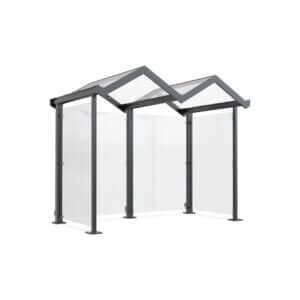 Rookhok of automaatoverkapping met zadeldak en glaswanden