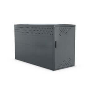 Volledig gesloten fiets opbergbox in antraciet staal