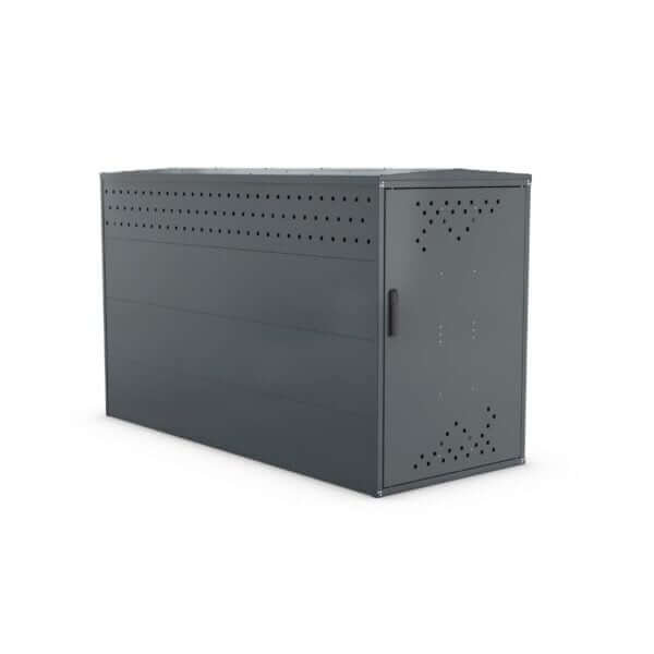 Volledig gesloten fiets opbergbox in antraciet staal