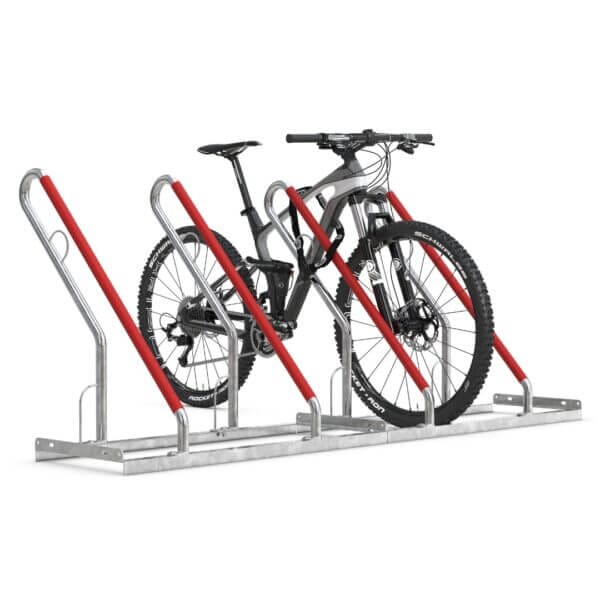 fietsenrek-0500-xbf-fatbike-mountainbike-enkelzijdig Fatbike en mountainbike fietsenrek voor brede banden, van verzinkt staal en voorzien van slotoog