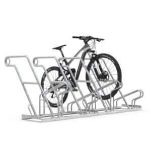 Fietsenrek voor 4 fietsen met brede wielgoten en hoog-laag opstelling