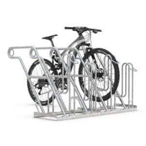 Fietsenrek voor 4 fietsen met valbescherming en slotoog