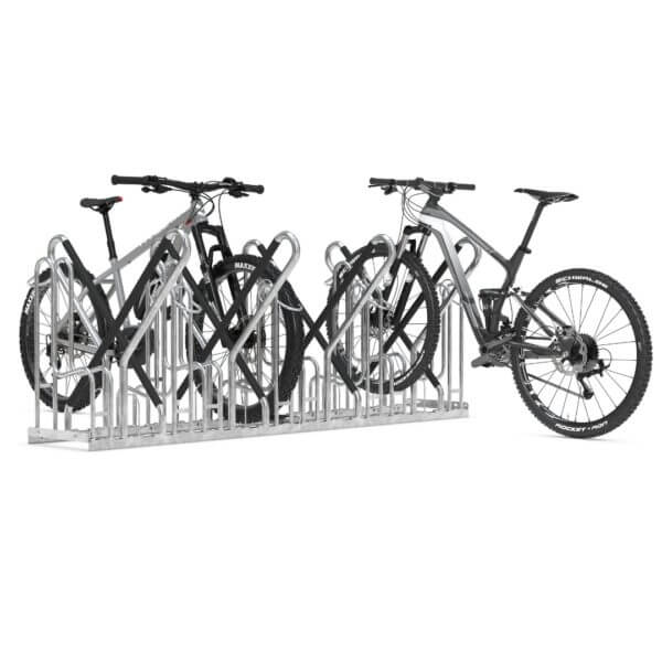 Dubbelzijdig fietsenrek voor 8 fietsen met extra voorwielondersteuning kopen Fietsenrek dubbelzijdig voor 8 fietsen met extra voorwielondersteuning, verzinkt staal