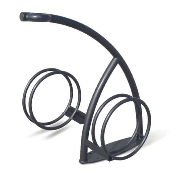 Zwart design fietsenrek voor 2 fietsen met slotoog