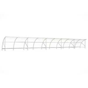 Fietsoverkapping van verzinkt staal van 20 meter.