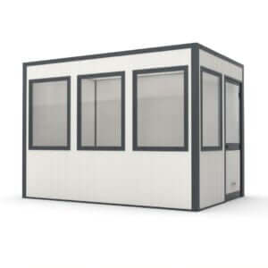 Demontabele kantoorunit 4x3, geschikt voor binnen gebruik, welke online bestelbaar is.