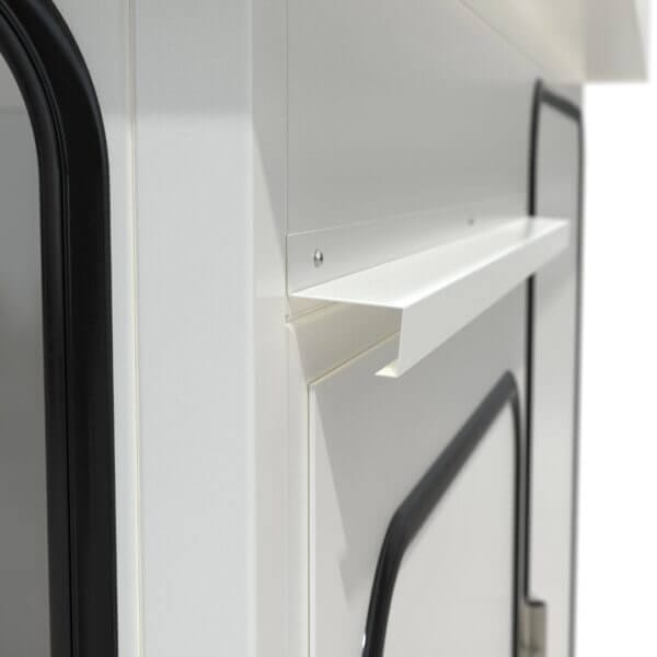 Weerbestendige kantoorunit met slim afwateringssysteem Kantoorunit met afwateringsprofiel voor buitengebruik