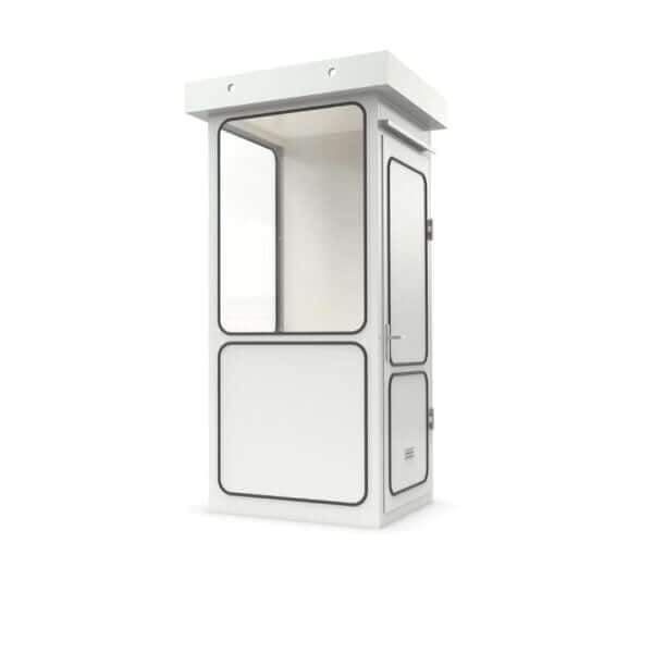 Compacte portiersloge in wit voorzien van wanden.
