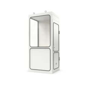 Compact wachthuisje met hijsoog voor gemakkelijke verplaatsing.