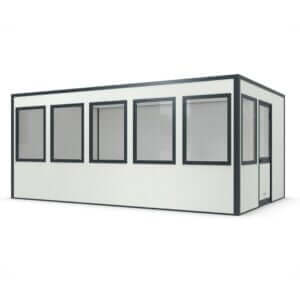 Modulaire kantoorunit met meerdere ramen met sandwichpanelen