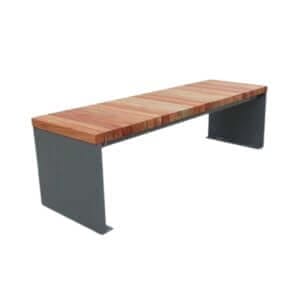 Brema parkbank hout en staal voor openbare ruimtes, met en zonder rugleuning