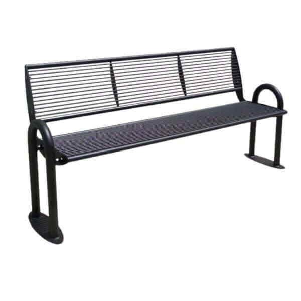 Stalen parkbank met rugleuning en armleuningen in kleur antraciet