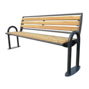 Parkbank met antraciet stalen frame en houten zit- en rugleuning