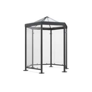 Rookcabine paviljoen van staal en glas in RAL 7016