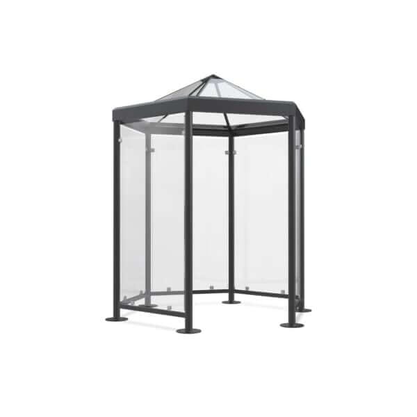 Rookcabine paviljoen van staal en glas in RAL 7016