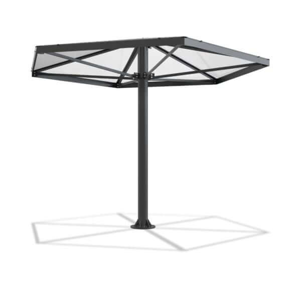 Rookabri paviljoen met centrale kolom en transparant dak