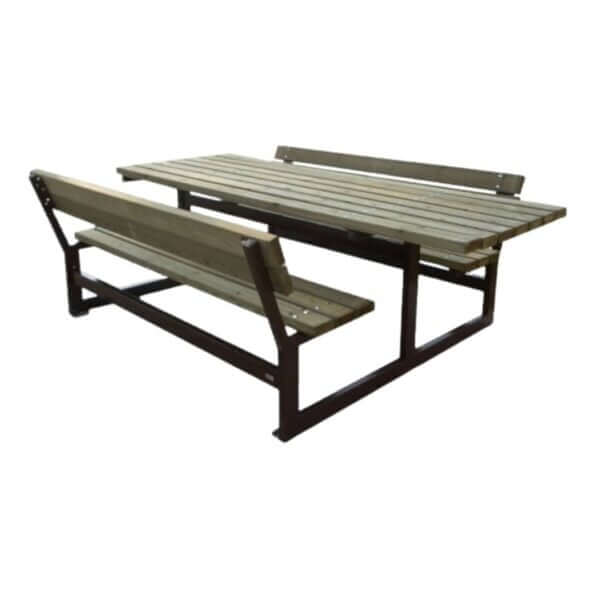 Stevige picknicktafel met stalen frame of picknicktafel met rugleuning online te bestellen.