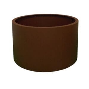 Robuuste stalen plantenbak voor de openbare ruimte, verkrijgbaar in diverse kleuren.