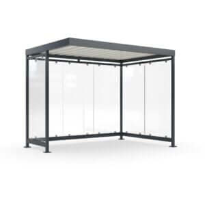 Gerenderde afbeelding van rookruimte voor buiten in RAL-7016 met een witte achtergrond