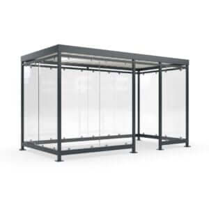 Prefab rookabri voor bedrijventerreinen, van staal in kleur en ESG glas