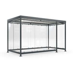 Rookabri voor buiten met ESG glazen wanden en gepoedercoat stalen frame