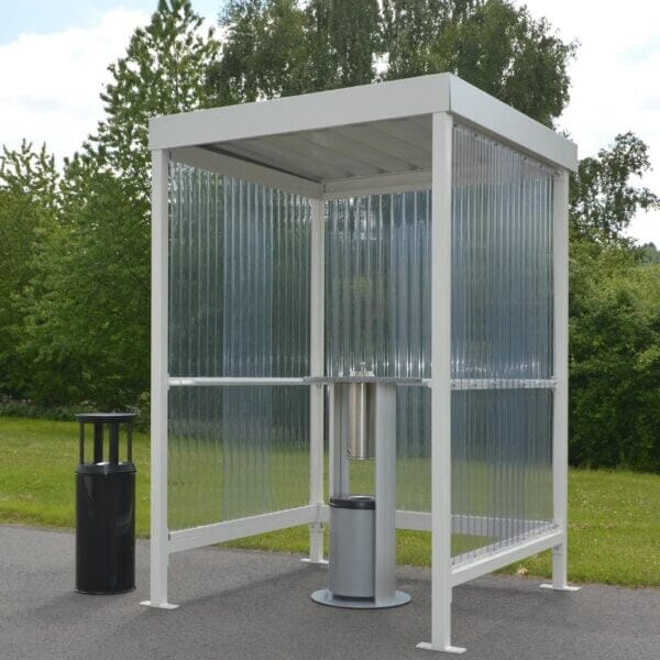 rokersabri direct online aanschaffen Rokersabri gecoat in RAL-9002 met zij- en achterwanden van polycarbonaat met asbak