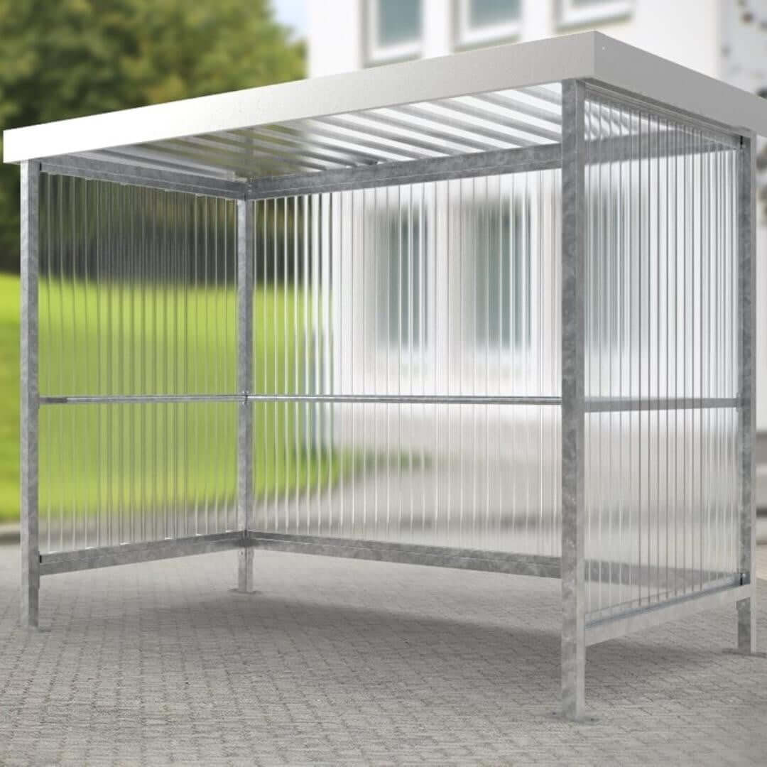 Rookabri bouwpakket met verzinkt frame en golfvormige polycarbonaat wanden en dak