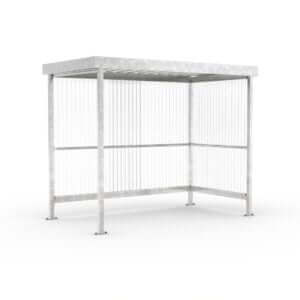 Rookabri van verzinkt staal met polycarbonaat zij- en achterwanden