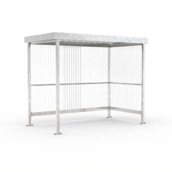Rookabri van verzinkt staal met polycarbonaat zij- en achterwanden