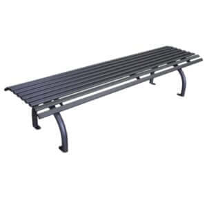 Stalen parkbank zonder rugleuning is kleur antraciet.