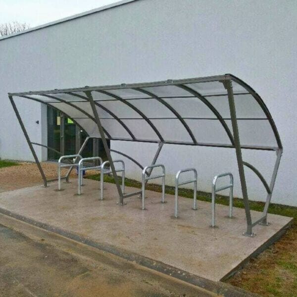 Rijwieloverkapping grijs 5 meter Fiets overkapping 5 meter voor het beschermen van fietsen tegen weeromstandigheden.