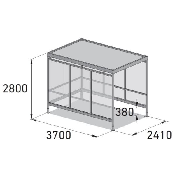 winkelwagenoverkapping-eems-4m-tekening winkelwagen overkapping type Eems 4m kopen voor supermarkt of bouwmarkt