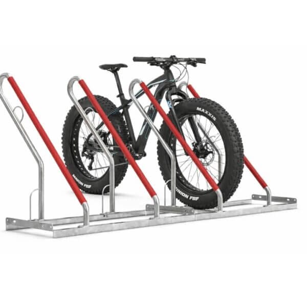 Fietsenrek voor fatbike en fietsen met brede banden, voorzien van extra slotoog.