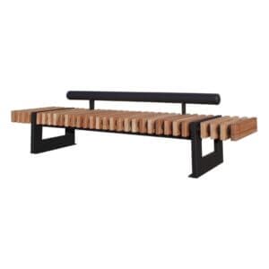 straatbank Sevilla met rugleuning staal en hout