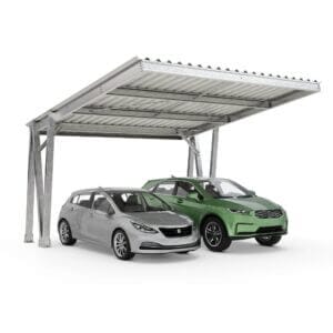 metalen carport met ruimte voor twee auto's