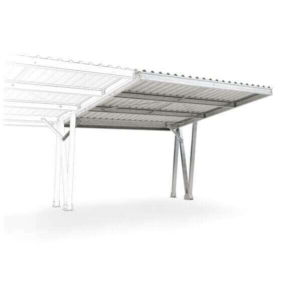 Carport uitbreiding aanschaffen voor extra parkeerplekken Uitbreidingsmodule carport voor twee extra parkeerplaatsen met stalen dakconstructie