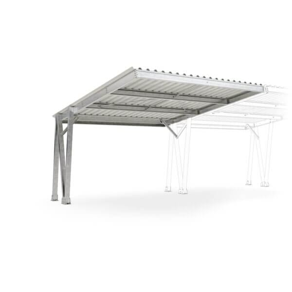 Modulaire stalen carport uitbreidbaar van twee naar vier parkeerplaatsen