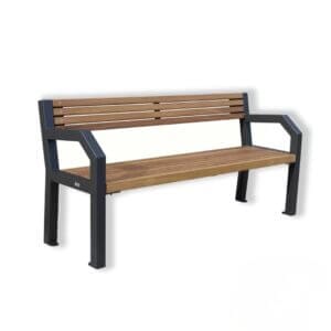 Bank voor buiten met stalen frame en hardhouten latten met een lengte van 180cm