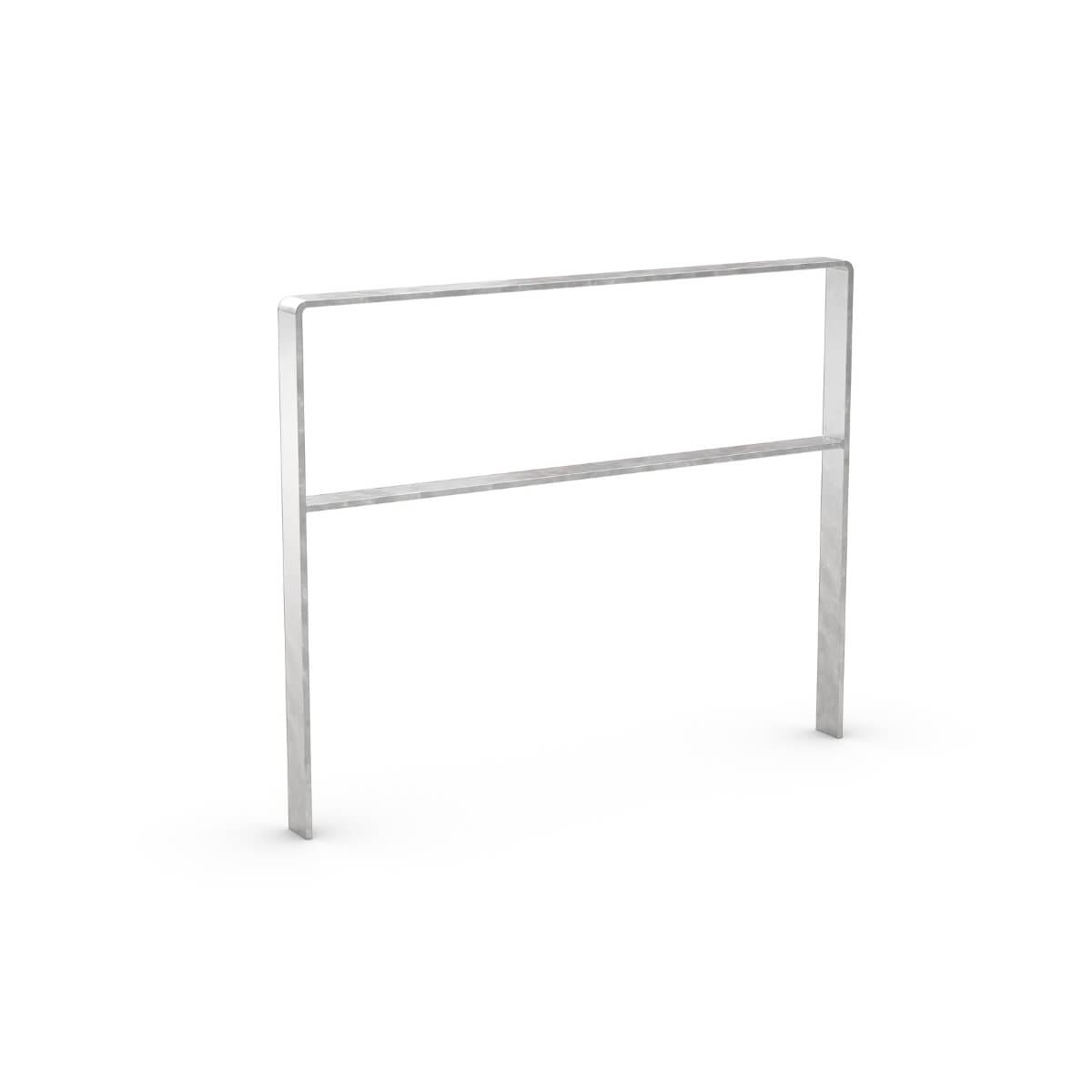 Verzinkt stalen fietsnietje voor bedrijven en instellingen in RVS met dwarsstang en verlengde staanders voor montage in beton.