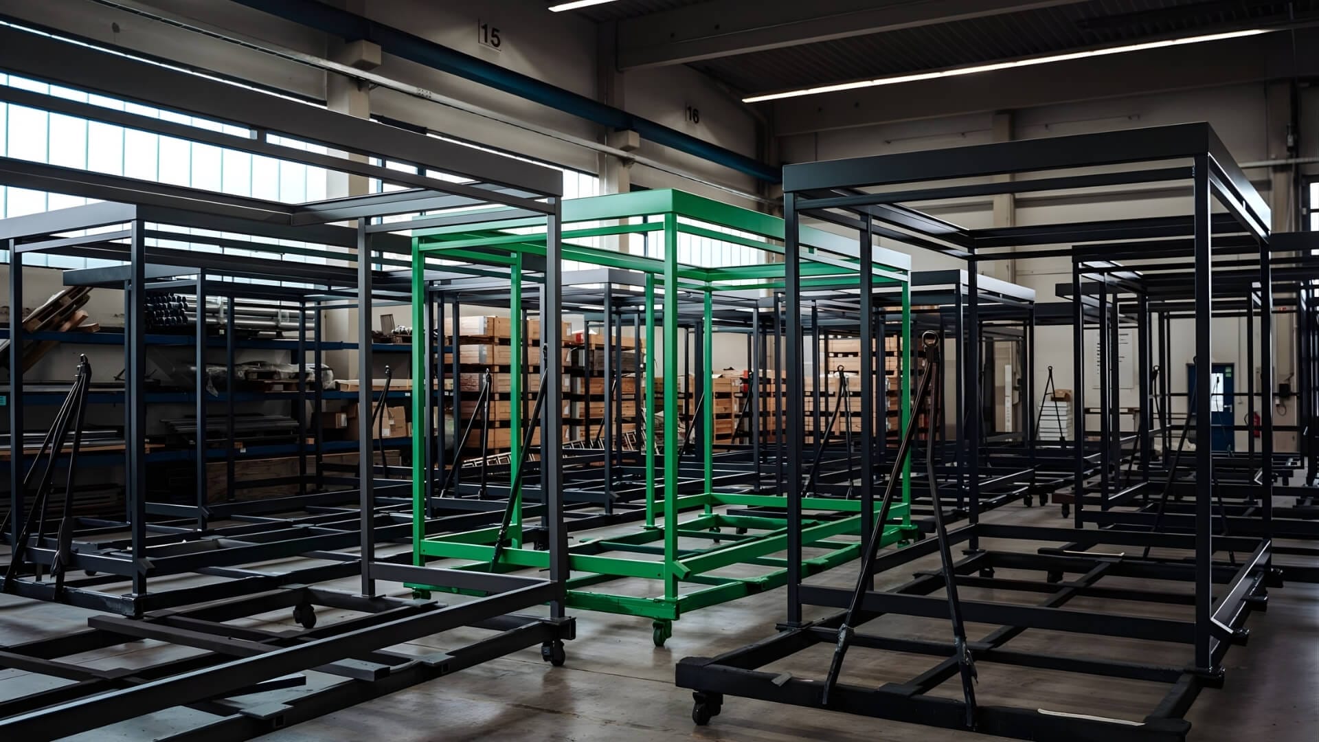 Productie van maatwerk fietsoverkapping en rookabri in de werkplaats.