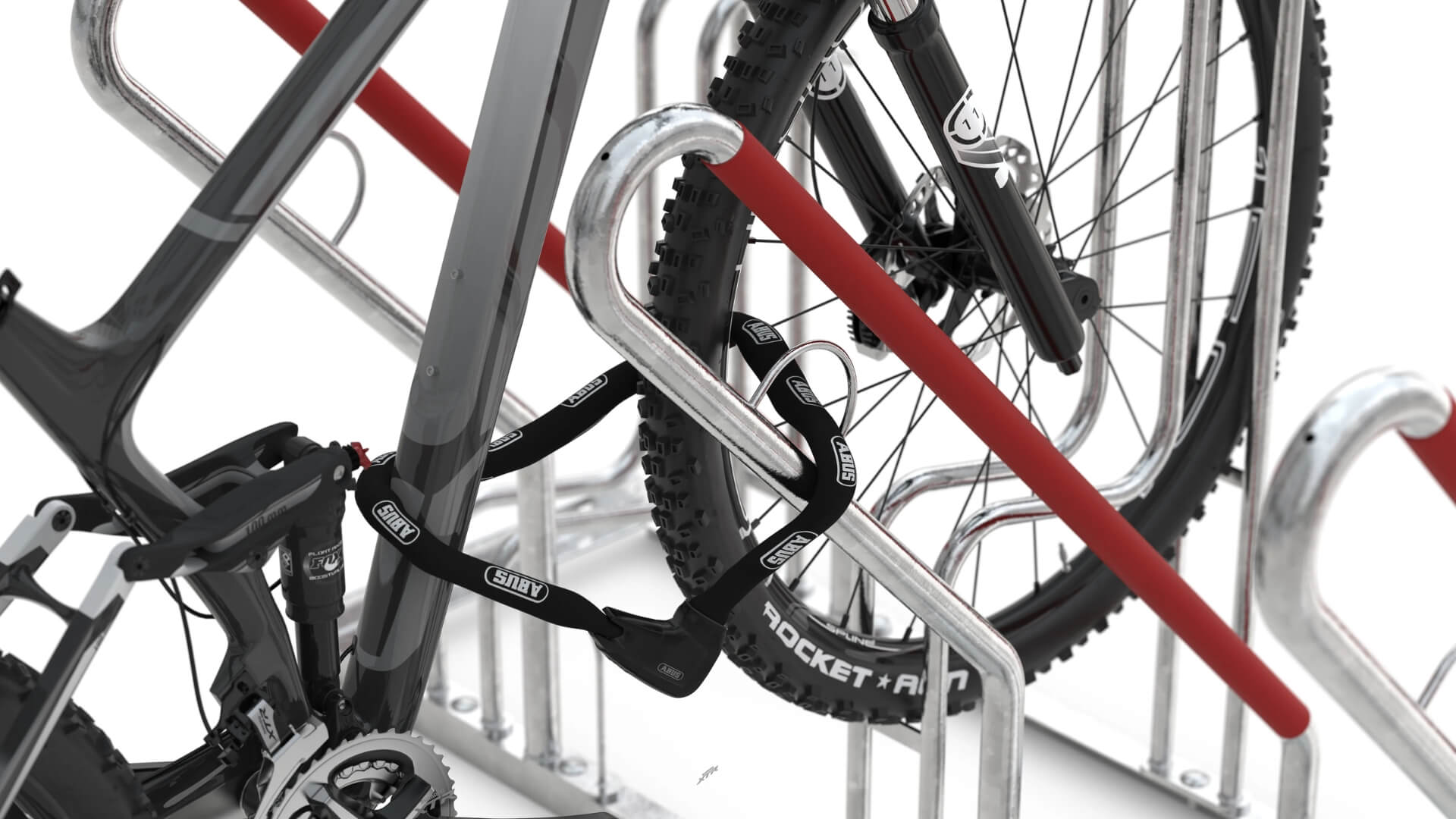 fietsparkeur fietsenrek met slotoog voor veilig vastzetten van fiets